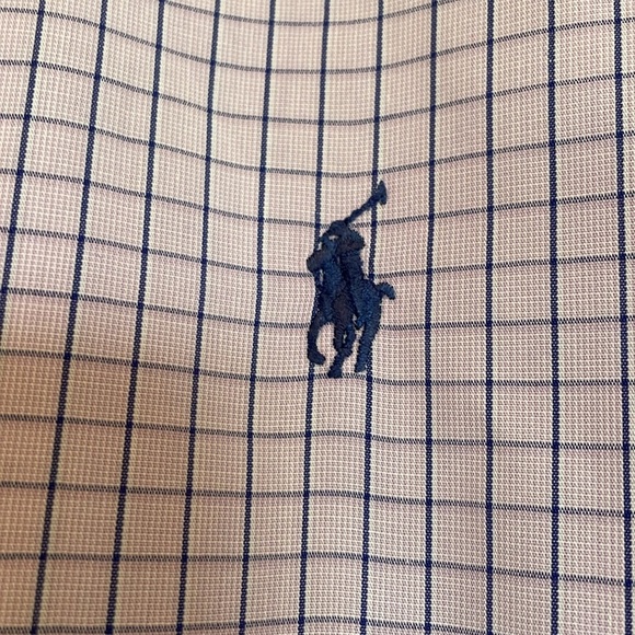 Men’s 17.5” Polo Ralph Lauren Purple check Button Down Shirt blue logo Yarmouth - Picture 6 of 9